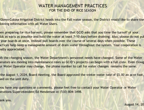 Water Management Practices for End of Rice Season